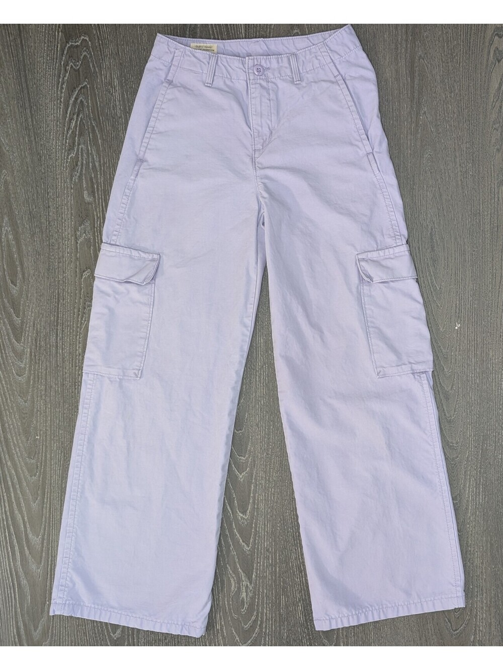 Levis Premium Women 24x29 Utility Wide Leg Cargo Pants Periwinkle Lavender Lilac